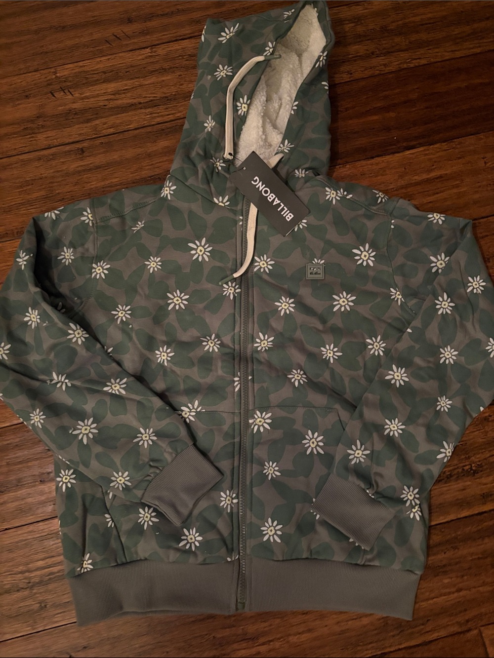 Billabong Green Floral Hoodie